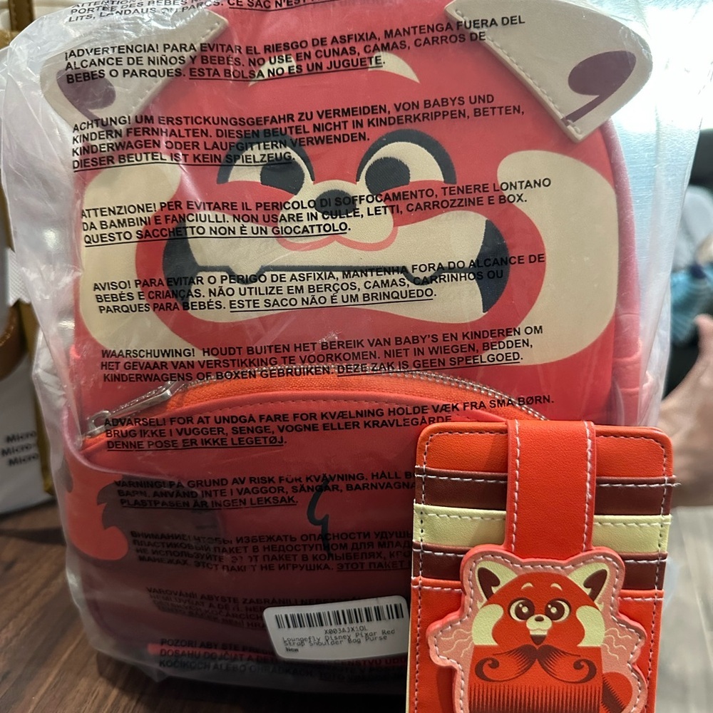 Loungefly Disney Pixar Turning Red Backpack & Cardholder NWT - Picture 1 of 9
